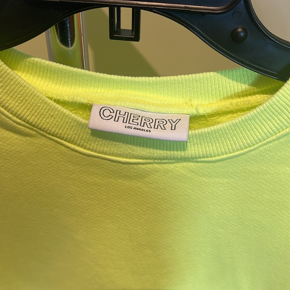 Cherry sweatshirt size large never worn acid yellow